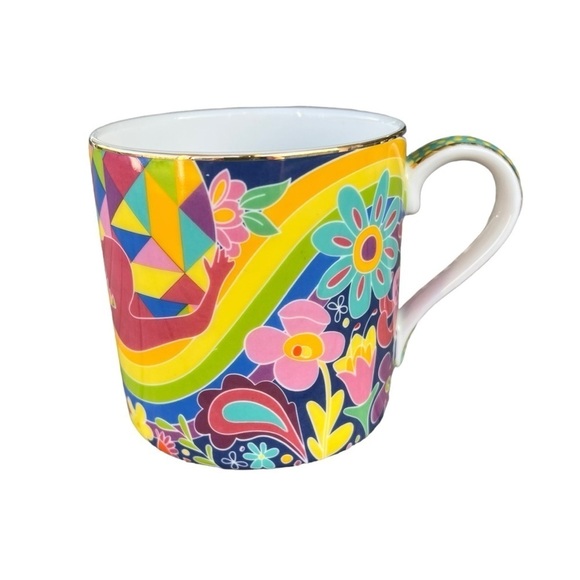 T2 x Sian Downey Coffee Tea Mug Vibrant Colorful 70s Retro Vibe Fine Bone China - Picture 1 of 13